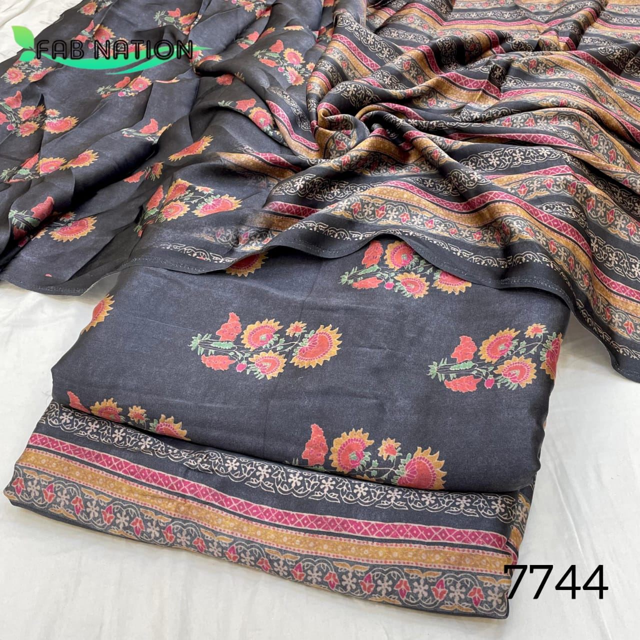 Modal Satin Suits with Chinnon Dupatta