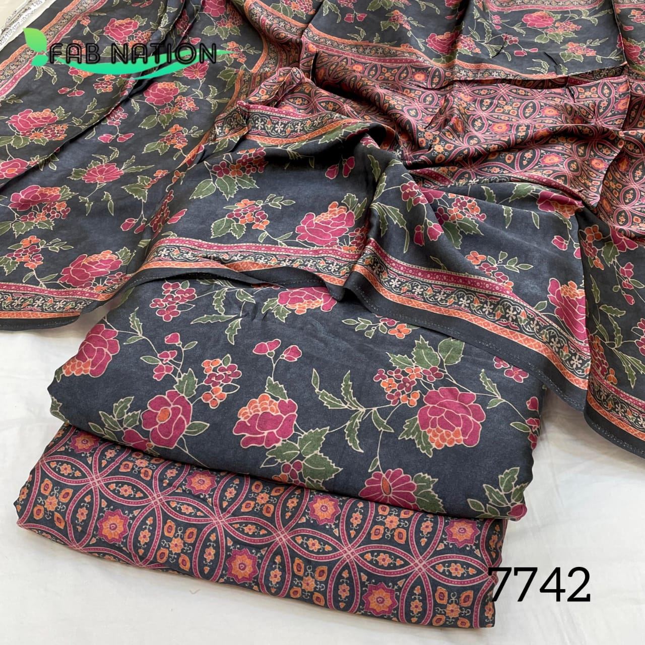 Modal Satin Suits with Chinnon Dupatta