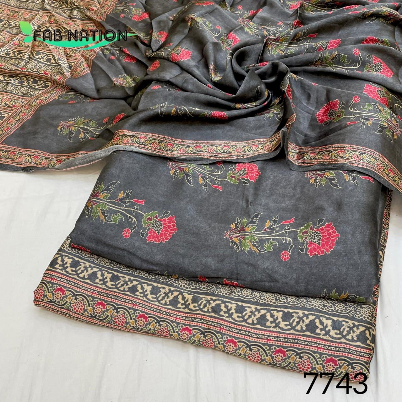 Modal Satin Suits with Chinnon Dupatta