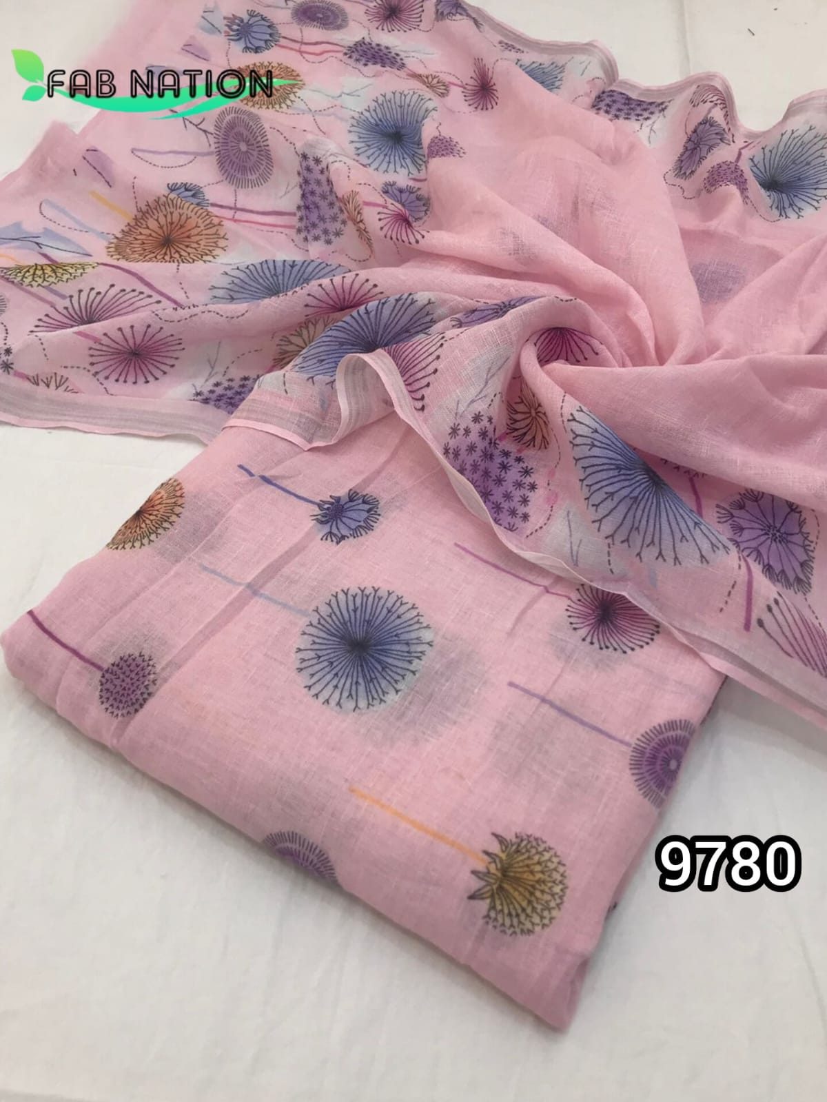 Linen Allover Suit with Zari Linen Dupatta